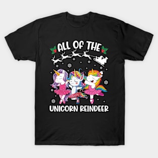 Unicorns Dancing Together Xmas All Of The Unicorn Reindeer T-Shirt